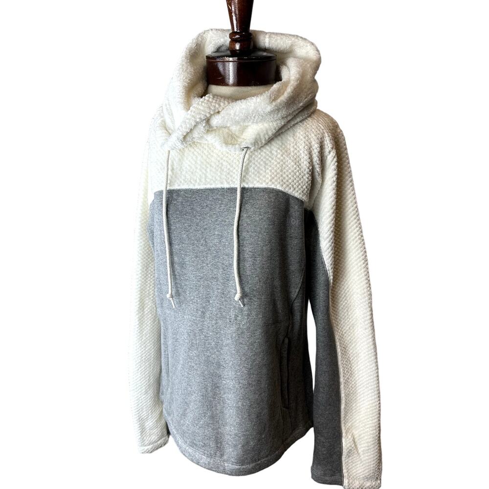 Horze Womens Fleece Long Sleeve Cowl Collar Hoodie White and Gray SZ 14 NWT